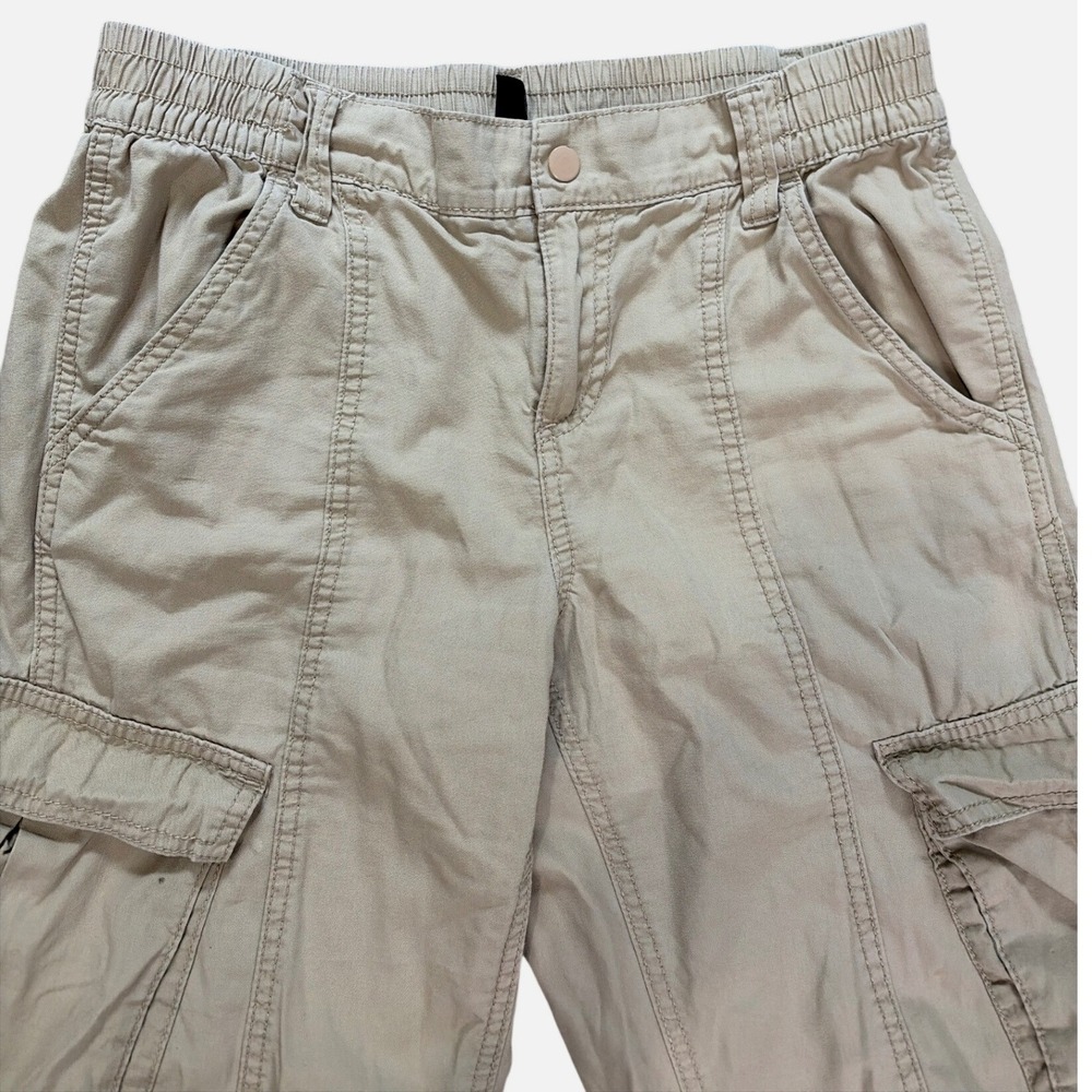H&M Womens Utility Gorpcore Cargo Pants Beige Straight Leg Cotton 8 - Picture 2 of 5